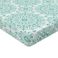 thumbnail image 2 of Ambesonne Mandala Fitted Sheet 2 Pcs Set, Oriental Swirls, California King, Aqua and White, 2 of 3