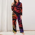 thumbnail image 2 of Balery A Bright Abstract Conjunto de Pijama con Estampado para Mujer, Conjunto de Dos Piezas con Manga Larga, Ropa de Dormir Suave con Bolsillos, Pijamas Cómodos-Small, 2 of 7