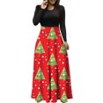 thumbnail image 1 of Vestidos de Navidad Para Mujer Estampado de Árbol de Navidad Manga Larga Cuello Redondo Vestido Largo Playa Casual Maxi Sundress Odeerbi ODB203019, 1 of 6