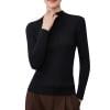 shoper Neck Tops for Women Long Sleeve Knit Slim Fit Ribbed Fall Sweaters Elegant Winter Trendy Warm Casual Comfy Pullover Sweater