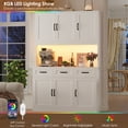thumbnail image 5 of Hiphuta 72" Tall Kitchen Pantry Cabinet with RGB LED, 47" Wide Storage Cabinet with Adjustable Shelves and Charging Station, for Kitchen Dining Room, White, 5 of 8