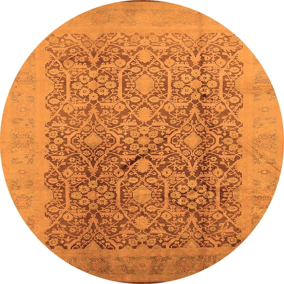 Ahgly Company Indoor Round Oriental Orange Traditional Area Rugs, 8' Round