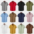 thumbnail image 1 of Chemise Décontractée en Coton et Lin à Manches Courtes pour Hommes, 1 of 3
