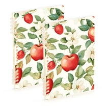 FORMRS 1-Subject Spiral Notebook 8" x 5" College Ruled 60 Refillable Sheet, 2 Pack, Beige Apple Pattern