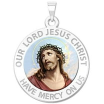 Picturesongold.Com Our Lord Jesus Christ Religious Medal Necklace Pendants Adult-1in Sterling Silver