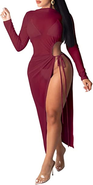 Women's Sheer Mesh Dress Sexy See 