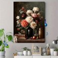 thumbnail image 4 of Moody Peony Still Life Canvas Antique Floral Dark Academia Living Room Wall Art, 4 of 8