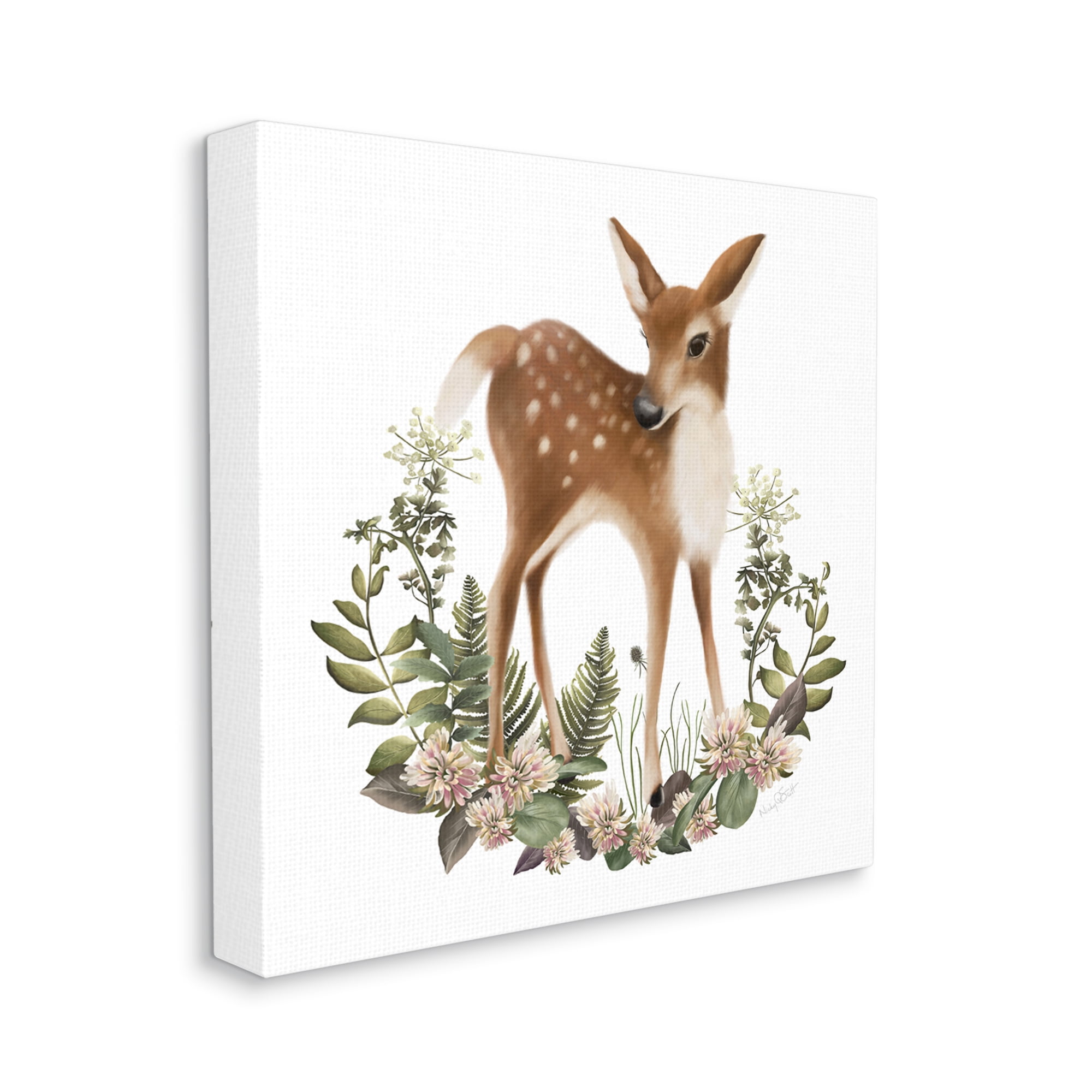 Stupell Industries Floral Bramble Deer Animals & Insects Painting Gallery Wrapped Canvas Art Print Wall Art, 24 x 24
