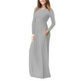thumbnail image 5 of JBXKXYW Summer Dresses For Women 2024 Women'S Casual Long Sleeve Round Neck Solid Long Dress Womens Dresses (Gray,S), 5 of 5