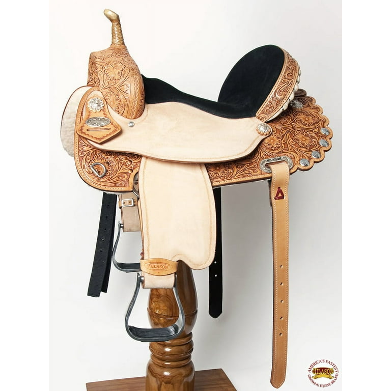 Selle Western HILASON Avec étriers - Cuir Foncé Pour Cheval, équitation