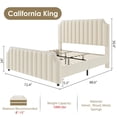 thumbnail image 2 of California  Bed Frame with 50.2" Tall Headboard, Velvet Upholstered Platform Bed with Vertical Channel Tufted Headboard & Footboard, Nailhead Trim And No Box Spring Needed, 2 of 9