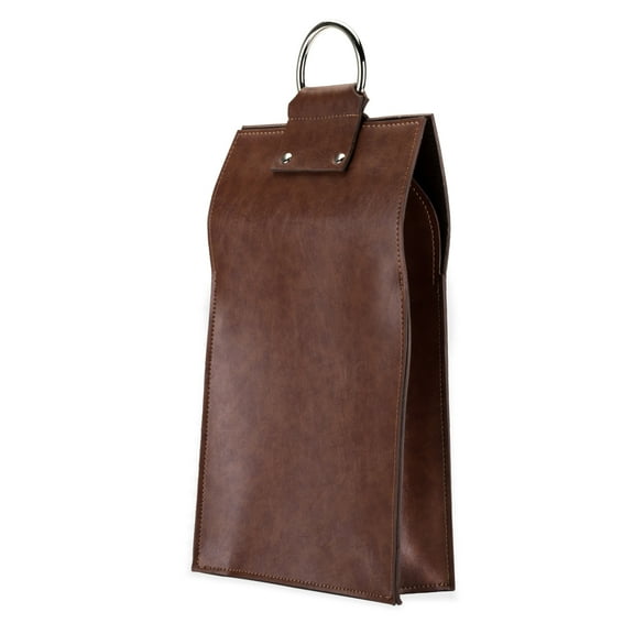 Viski Faux Leather Wine Bag, 2-Bottle Wine Tote Bag, Party Gifts, Brown