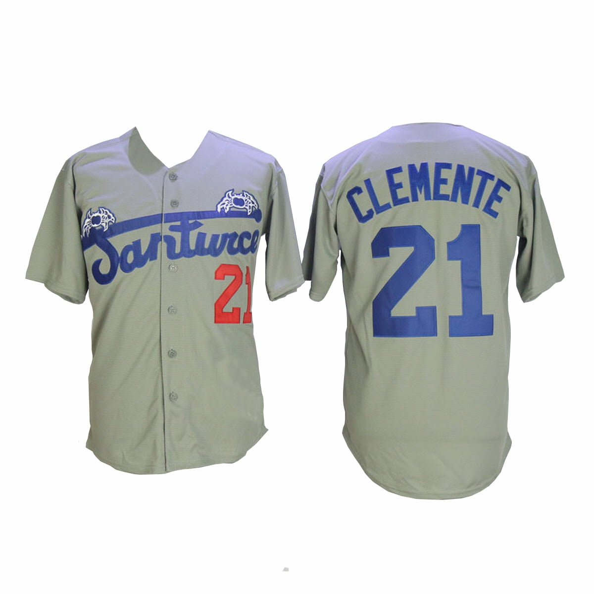 Roberto Clemente 21 Santurce Crabbers Baseball Jersey Gray Uniform