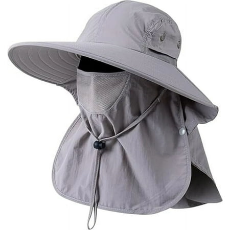 BEST- Mens Women Fishing Hat Upf 50 Wide Brim Sun Hat With Face Cover
