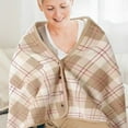 thumbnail image 4 of fsxdhpcsgfc Wearable Blanket Soft Shawl Button Closure Warm Snap Wrap Shawl Multifunction Double Layer Soft Warm Tartan Shawl Throw Blanket Scarf Neck Shoulder Blanket Pad (51 Large Throw Blankets for, 4 of 8