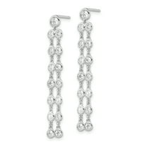 Primal Silver Sterling Silver Cubic Zirconia Circle Dangle Post Earrings