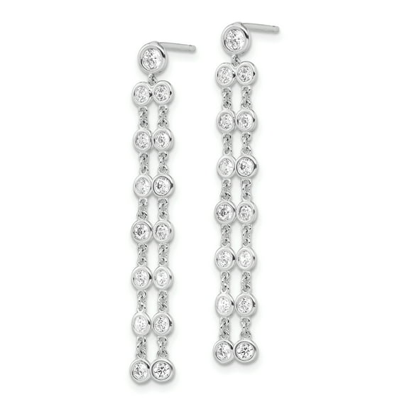 Primal Silver Sterling Silver Cubic Zirconia Circle Dangle Post Earrings