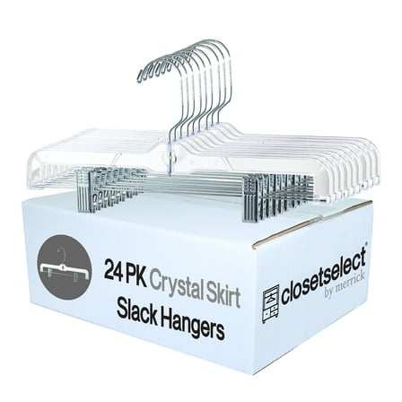 Closetselect Crystal Skirt/Slack Hanger, Clear 24 Count, Great for all ages