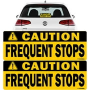 TOTOMO Caution This Vehicle Makes Frequent Stops Sticker 10"X3.5" Reflective Safety Warning Sign for Carrier delivery Car (2 Pack)