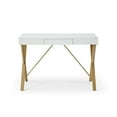 thumbnail image 2 of Elian Rectangular X-Leg MDF Desk with a Drawer, White/Gold, 2 of 8