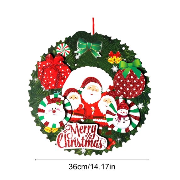 Paper Christmas Wreath, Holiday Hanging Decor for Home, Window Front Door 14"