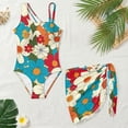 thumbnail image 5 of Jiueut Hippie Floral Print Girl's One Piece Swimsuit with Mesh Cover-Up Halter Bathing Suit Trendy Cut Out Summer Swimwear Quick Dry, 5 of 7