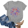 thumbnail image 3 of USSUMA T-Shirts for Women Trendy Fireworks Print Women's Shirts and Blouses Short Sleeve Women Tops Dressy Casual Summer Comfy Graphic Cute Round Neck Plus Tunics Beach, 3 of 4