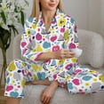 thumbnail image 5 of KLL Doodle Fruits Print Women's Long Sleeve Pajamas with Pants Sleepwear Loungewear 2 Set-X-Large, 5 of 7