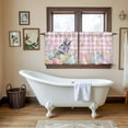 thumbnail image 4 of Easter Tier Curtains 36 Inch Length, Spring Rabbit Egg Botanical Flowers Leaf Pink Check Cafe Short Curtains for Bathroom Over Sink, Small Kitchen Curtain Light Filtering Drapes 2 Panels 27.5"Wx36"L, 4 of 8