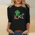 thumbnail image 1 of TaTaai Women Loose Black Top St. Patrick's Print Crew Neck 3/4 Sleeve Fashion Tee Ladies Spring Daily Wear Soft Comfortable Non-See-Through No Fading Stylish Top Gift, 1 of 7
