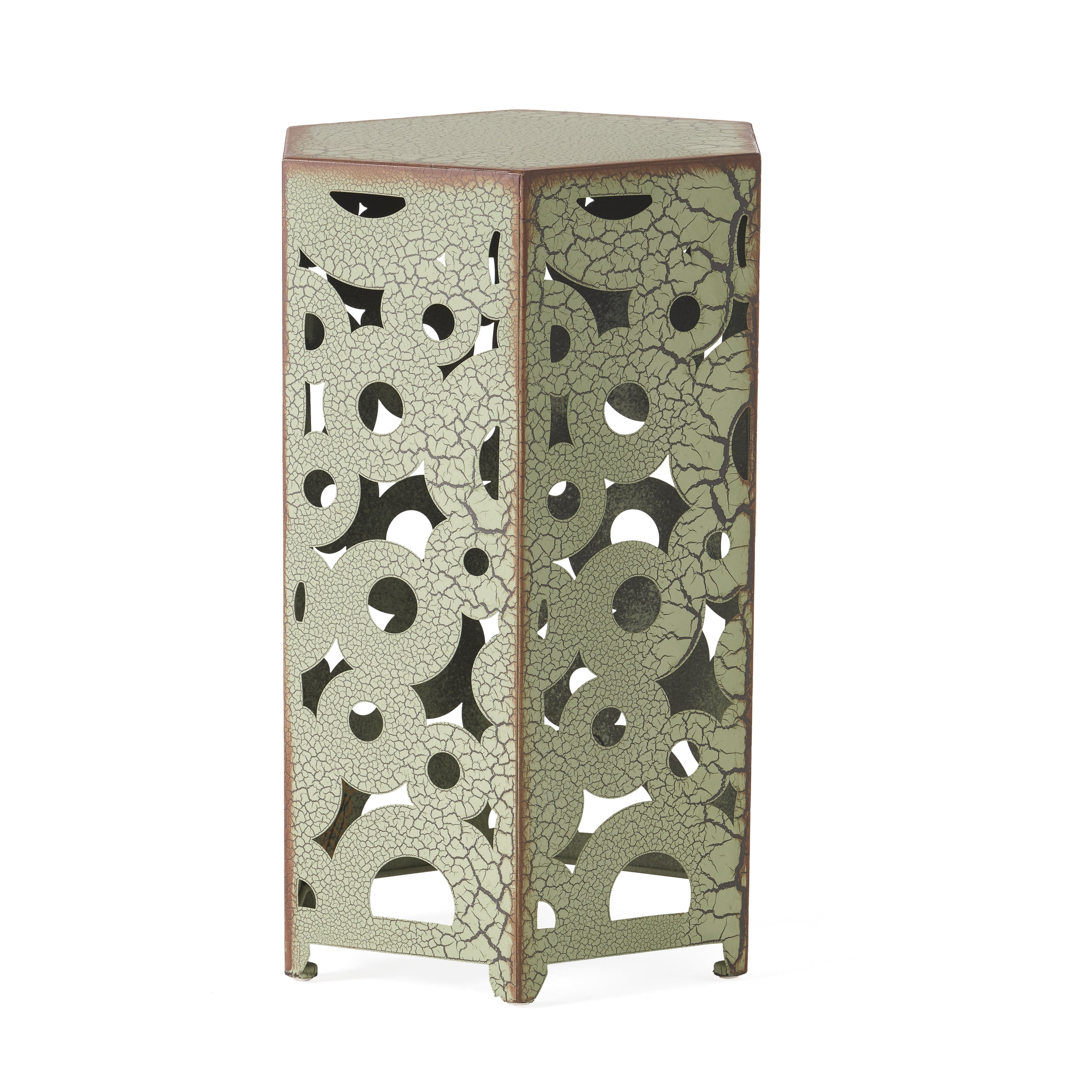 Outdoor Simple Iron Accent Side Table, Decor Leisure End Table for Patio Garden, Copper and Bronze
