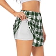 thumbnail image 3 of Lsque Green White Christmas Tree Lumberjack Plaid Printed Women's Running Shorts with Liner Pockets,Elastic Quick Dry Workout Athletic Gym Yoga Shorts,Womens High Waist Shorts-Large, 3 of 9