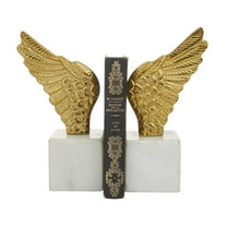 DecMode 5" Wings Bird Aluminum Metal Bookends with Marble Base (Set of 2)