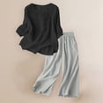 thumbnail image 2 of LEKODE 2 Piece Sets for Women Summer Linen Short Sets for Women Matching Sets Women Clothing Tank Crop Top Wide Leg Pants Set Beach Sets for Women Black 3xl, 2 of 9