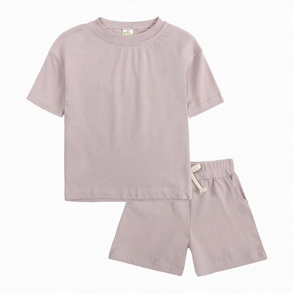 NOLDARES Toddler Baby Boy Clothes Summer Outfits Short Sleeve Solid Elastic Sweatshirt and Shorts 2 Piece Sweatsuit Set Blazer,12-13 Y