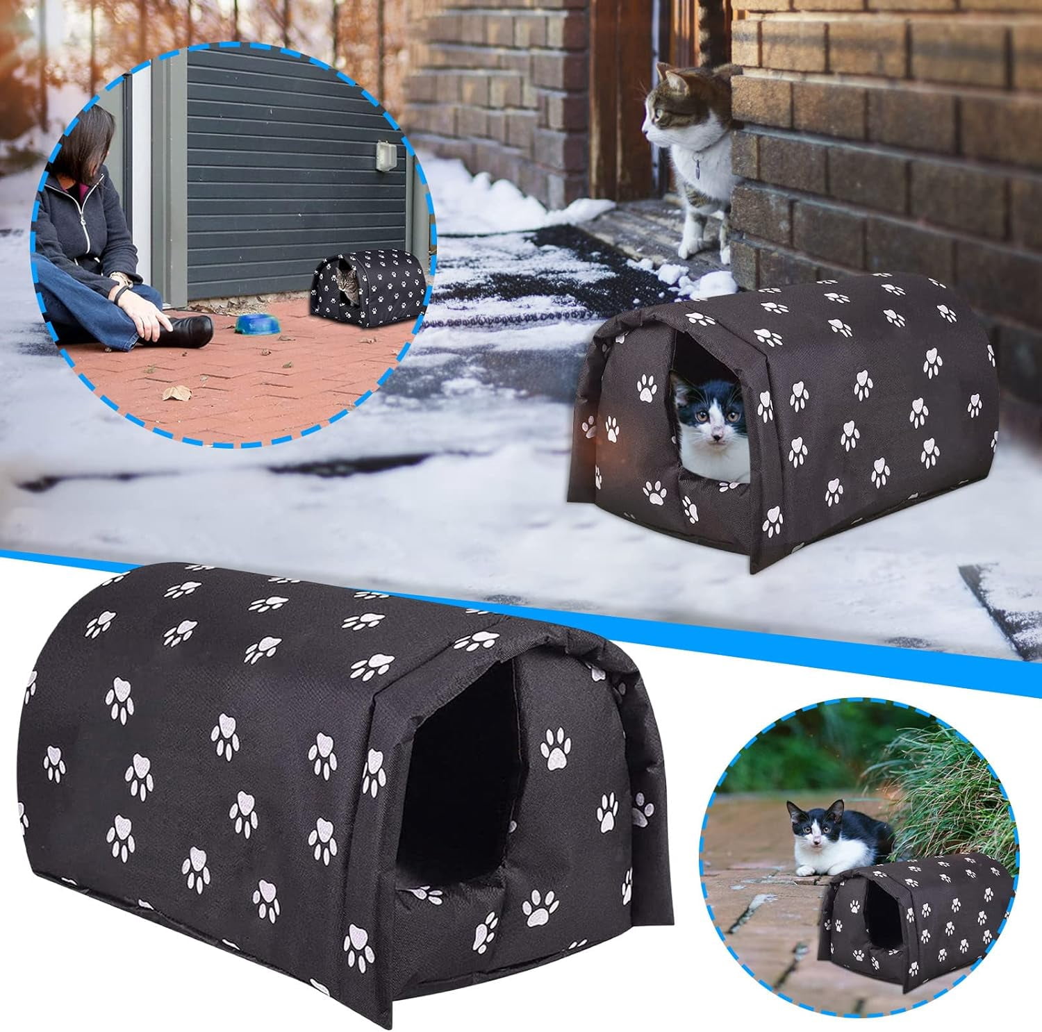 Feral Cat House Outdoor, Stray Warm Cats Shelter Weatherproof Outside Cat House Indoor Foldable, Outdoor Cat House for Winter Outside, 5.75'' x 17.72'' x 13.8