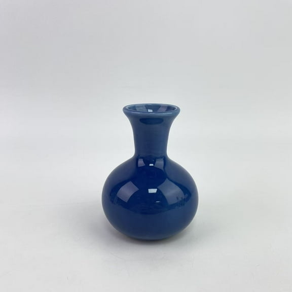 JUBOMoew Vases,for Flowers, Sets of 1, Rounded Small Blue Glass Vase for Home Decor Gift Centerpieces Events (Blue 6.7oz)