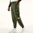 thumbnail image 3 of Loose Fit Multi Pocket Joggers For Spring Summer, Men's Street Style Waist Drawstring Casual Pants Cargo Pants For Fitness Outdo, 3 of 5