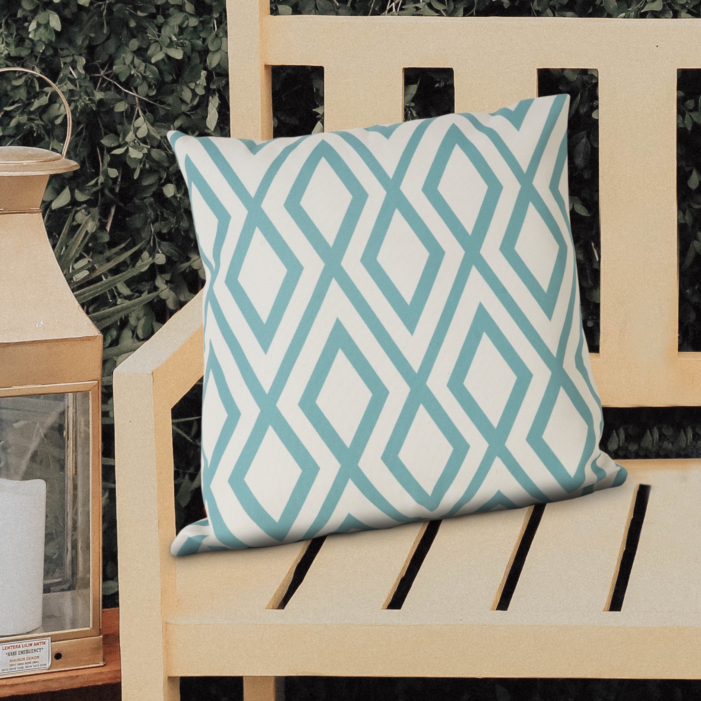 Harlow Hill Diamond Indoor/Outdoor Throw Pillow, Blue, 20" Square, Count Per Pack1