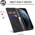 thumbnail image 5 of Case for iPhone 11 6.1 inch, Vintage Classic Matte Leather Wallet Case Flip Notebook Style Cover with Magnetic Closure Kickstand Card Slots - Black, 5 of 14
