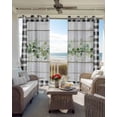 thumbnail image 6 of Green Eucalyptus Leaves Blackout Curtains for Bedroom Living Room Darkening Curtains 90 Inch Vintage Art Farmhouse Wooden Black Out Window Curtain Privacy Window Treatment Grommet Drapes 52"x90"x2, 6 of 9