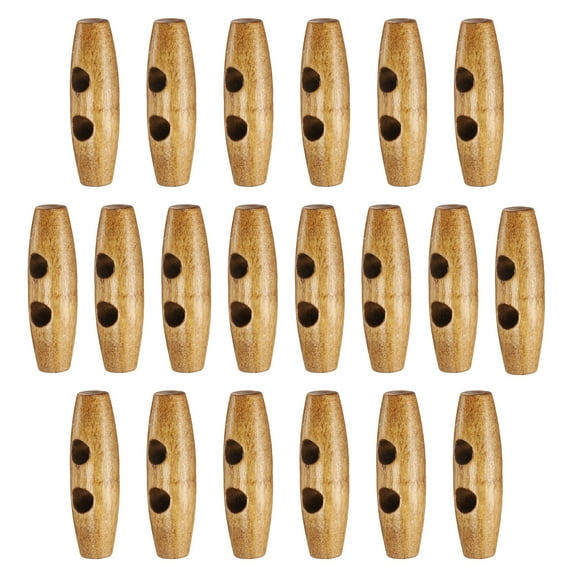 Uxcell 20pcs Wooden Toggle Buttons, Olive Wood Sewing Buttons, 40mm / 1.6-Inch Horn Oval 2-Hole Wood Buttons for Coat, Sweaters, Clothing, Medium Brown