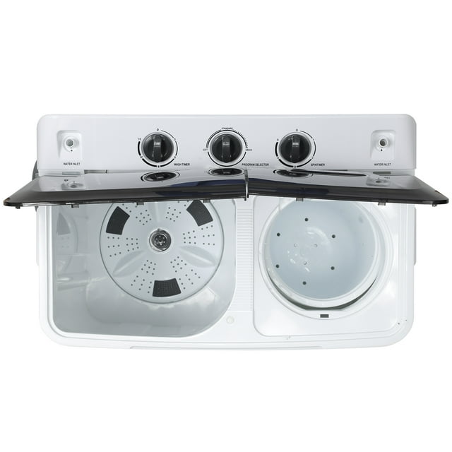 Tikmboex Portable Washing Machine, 30LBS Twin Tub Mini Compact Laundry Washer 19lbs Washer/11lbs Spinner with Drain Pump & Time Control Washer Spinner Combo, White&Gray