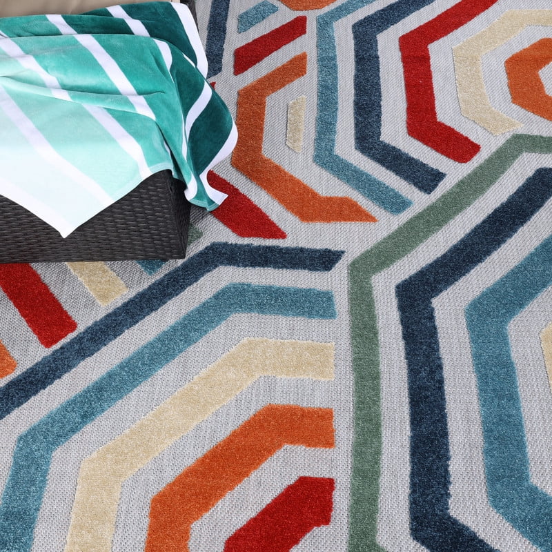 Superior Waimea Geometric Indoor Outdoor Area Rug, 9' x 12', Multicolor