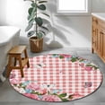 thumbnail image 3 of Round Rug 3.3Ft Washable Non-Slip, Pink Spring Floral Circle Area Rugs for Living Room Bedroom, Watercolor Flowers Butterfly Checkered Indoor Floor Mats Carpet Runner for Home Decor Aesthetic, 3 of 8