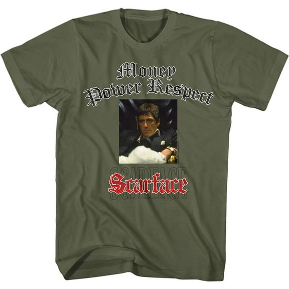 Scarface Glitter Logo Military Green Adult T-Shirt