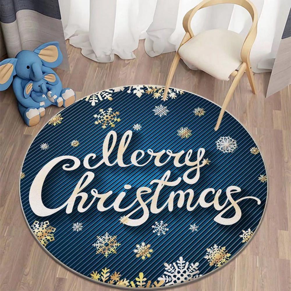 Christmas DecorativeArea Rug, Round Xmas Mat, Non Slip Backing