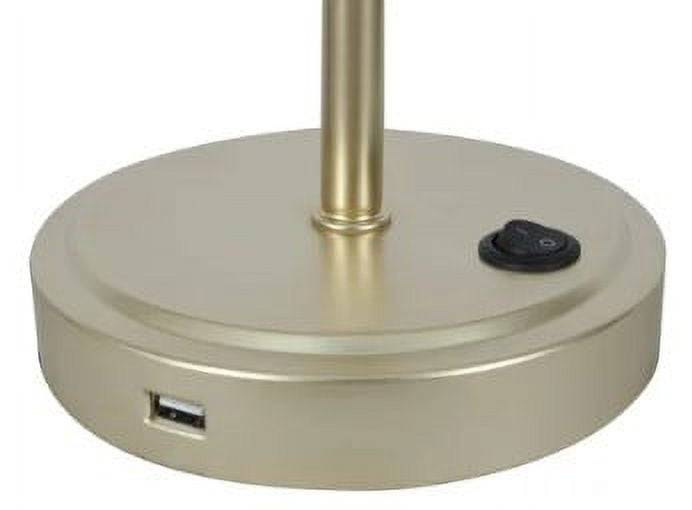 (4 pack) Mainstays 19" Modern Gold Stick Table Lamp with White Fabric Shade and USB Port