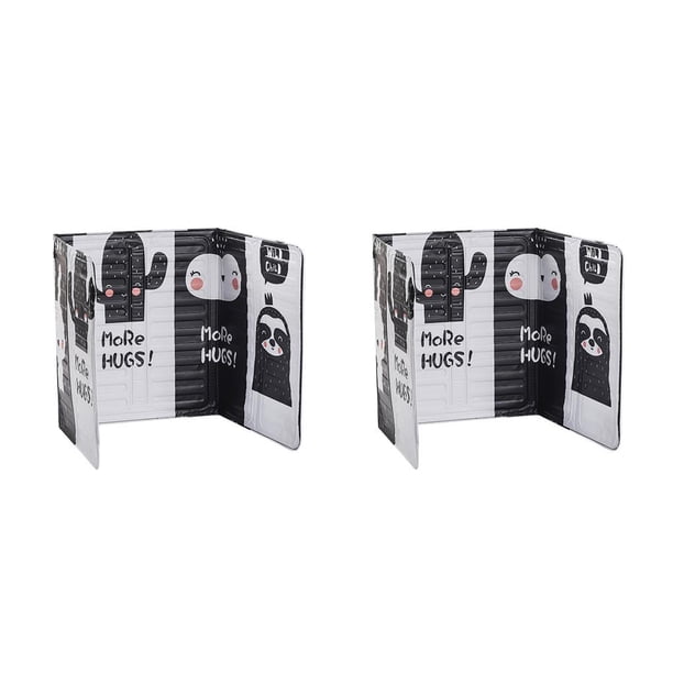 Inteprter Pantalla de salpicaduras de aceite con estampado de dibujos animados, placa de estufa de aceite plegable, deflector de protección para freír de blanco negro 2piezas Inteprter CBP159601