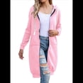 thumbnail image 1 of Sudadera con Capucha y Cremallera para Mujer, Chaqueta Informal de Larga para Otoño, Chaquetas Largas de Otoño con Bolsillos, Túnica Rosa XXL, 1 of 9
